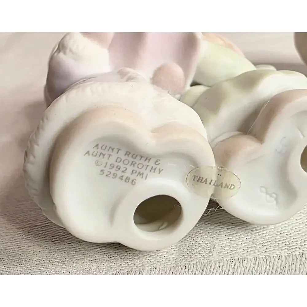Pair Vtg. Precious Moments Figurines Baby Boy 1983 Aunt Ruth & Aunt Dorothy 1992